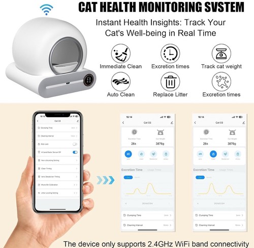 Lettiera Autopulente Per Gatti Automatica con Controllo App Lettiera Gatto - Foto 9 di 13