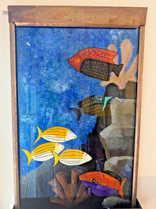 Indoor Hanging Wall Fountain - Copper, Acrylic, Back Lights