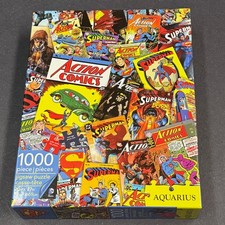 SUPERMAN 1000 Piece Aquarius Jigsaw PUZZLE DC ACTION COMICS Collage 20"x27" MINT
