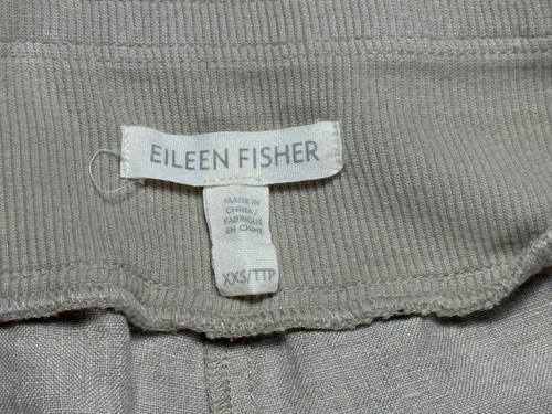 Pantalones de pierna ancha de lino orgánico W's Eileen Fisher en cintura natural XXS de punto acanalado - Imagen 4 de 4
