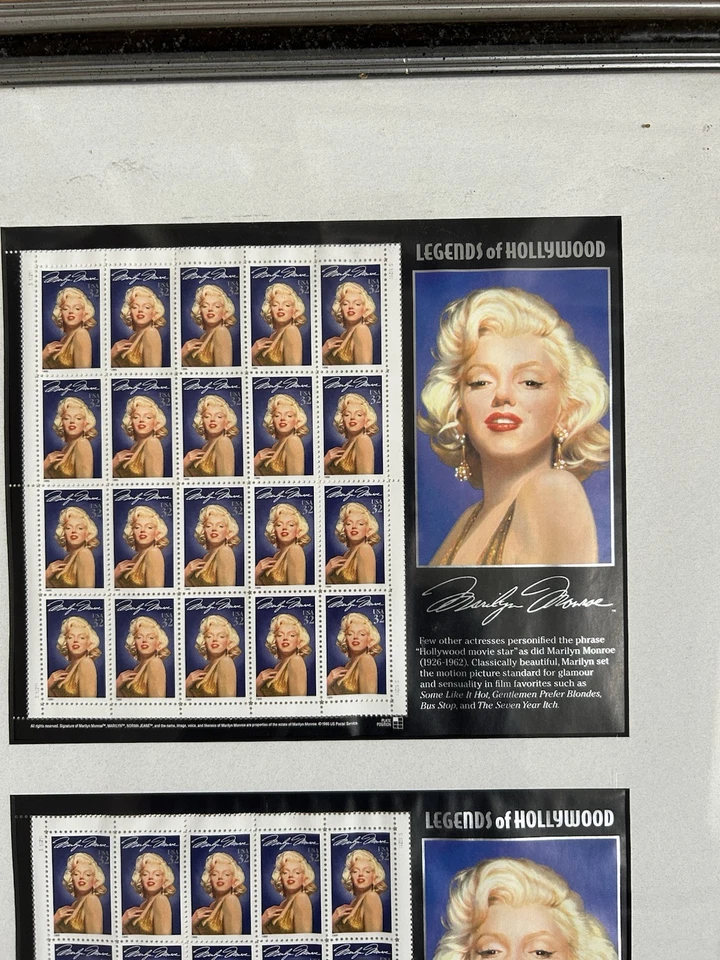 USA 1995 Marylin Monroe Legends Of Hollywood 1995 4x Full Sheet Stamps  - Image 3 of 4