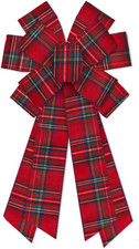 Large Christmas Bows for Wreath,Vintage Red Buffalo Plaid Wreath Bow Xmas Decor