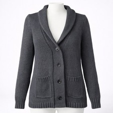 GAP Black Shawl Button Knit Cardigan Sweater S Heavy Chunky Cottagecore Preppy