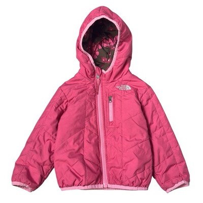 The North Face Reversible Perrito Hooded Jacket Coat Pink Brown Floral 18-24M