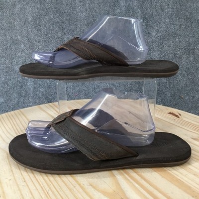 Flojos Sandals Mens 10 M Brown Flip Flop Leather Thong Beach Casual Summer