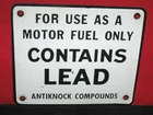 Old Original Vintage Porcelain CONTAINS LEAD Antiknock Gas Pump Plate Sign