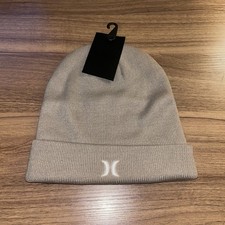 Hurley Men  s Khaki Knit Icon Cuff Casual Sports Outerwear Beanie Hat One Size