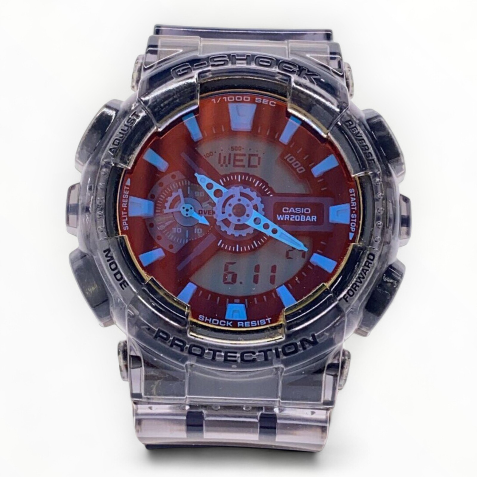 CASIO Ana-Digi Quartz Watch Orange Gray Authentic Men H:1.89” W:2.01” 9430