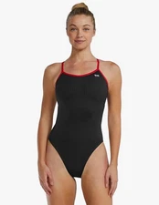 TYR Women's SIZE 36 (LARGE) Durafast Elite® Hexa TrinityFit Swimsuit - Black/Red