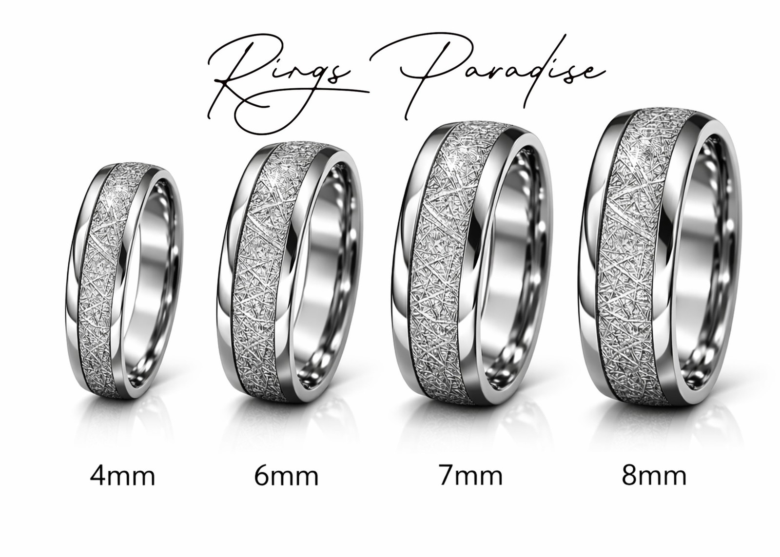 Silver Tungsten Meteorite Ring | Wedding & Promise Band 4mm–8mm, Unisex
