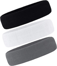 3 Pack Men  Women Sweatband Headband Terry Cloth Moisture Wicking for Sports Te