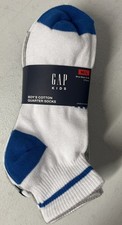 GAP Boy s Quarter Cotton Socks 8 Pairs Medium/Large Shoe Size 3-10 WHITE/BLUE/GR