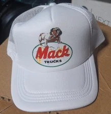 Adjustable Trucker Baseball Hat Cap White Mack Trucks Bulldog