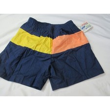 New Old Stock VINTAGE 80s DUNLOP Men's Small Swim Shorts Trunks COLOR BLOCK