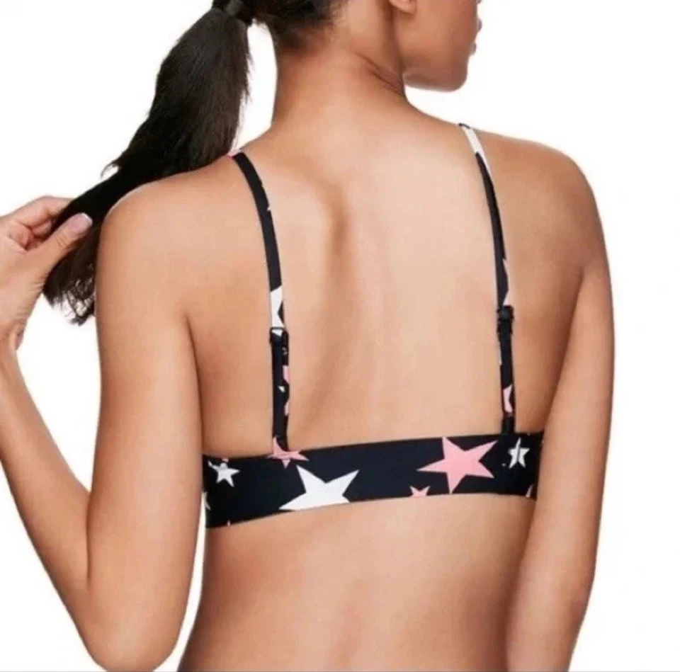 NWT PINK Victoria Secret Star Graphic Bonded Scallop Bralette Size Medium - Image 2 of 4