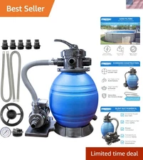 Efficient 4-Way Multi-Port Sand Filter & Pump for Pools 8,000 Gal - HYDROTOOLS
