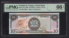 Trinidad & Tobago 10 Dollars 2006 P57a Uncirculated Grade 66