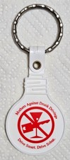 MOTHERS AGAINST DRUNK DRIVING -M.A.D.D.- Red and White KEYCHAIN / KEY RING