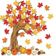 74 PCS 4FT Big Tree Bulletin Board Set Spring Fall Summer Cutouts Decor