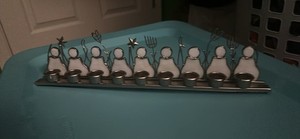 Metal Hanukkah Menorah Candle Holder, Multi-Branch with Jewish Symbols