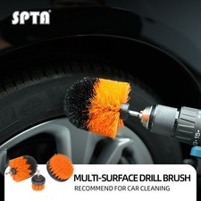 SPTA 3pz Spazzola Trapano Power Scrubber Set Attacco Dettagli Auto per Ruota Pneumatico