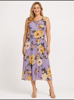 donna ricco midi dresses Donna Rico Women's Printed Square-neck Midi Dress In Blue
