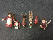 6 House Of Hatten Santa Farie Reindeer Fox Jester Christmas Ornaments