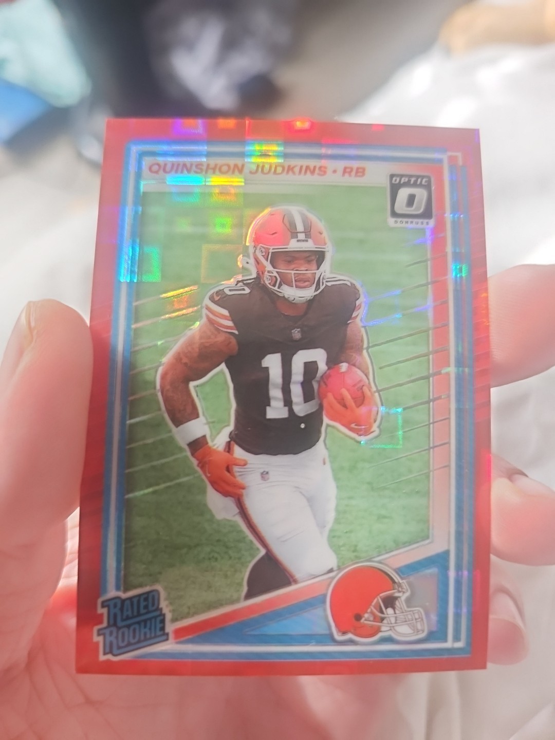 Quinshon Judkins Red Pandora Optic Preview #330 - 2025 Panini Donruss Browns 🏈