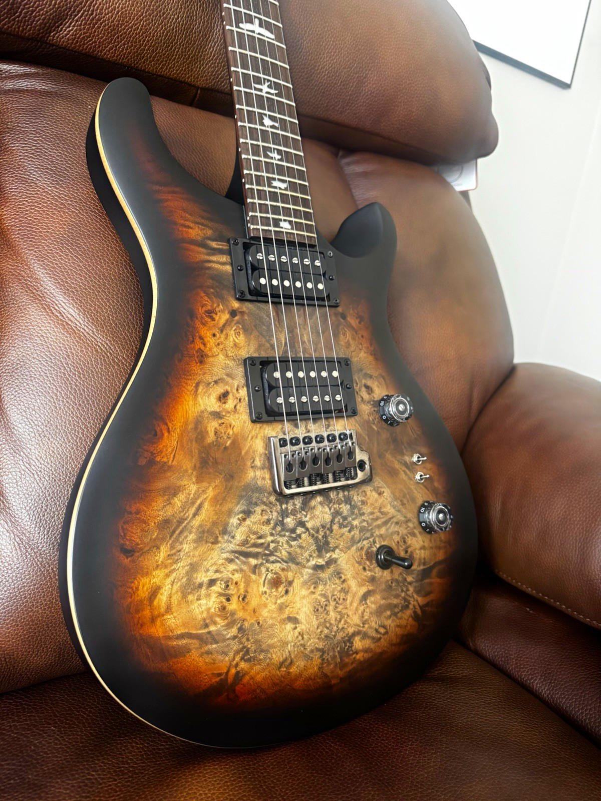 PRS SE Custom 24-08 Limited Edition Poplar Burl RH 6-String Electric +Gig Bag