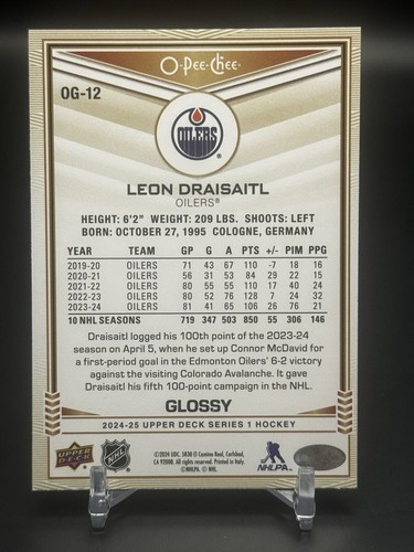 2024-25 Upper Deck Serie Uno O-Pee-Chee Lucido Leon Draisaitl #OG-12 Oro - Foto 2 di 2