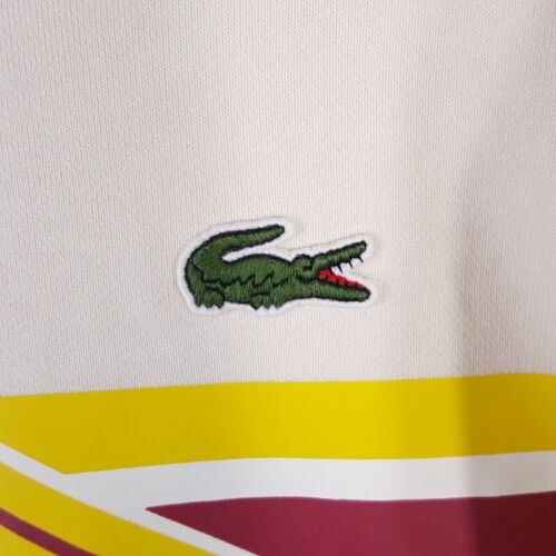 LACOSTE Mens Hoodie Small Cream Pullover Sweatshirt Logo Loose Fit Baggy $165 - Picture 4 of 11