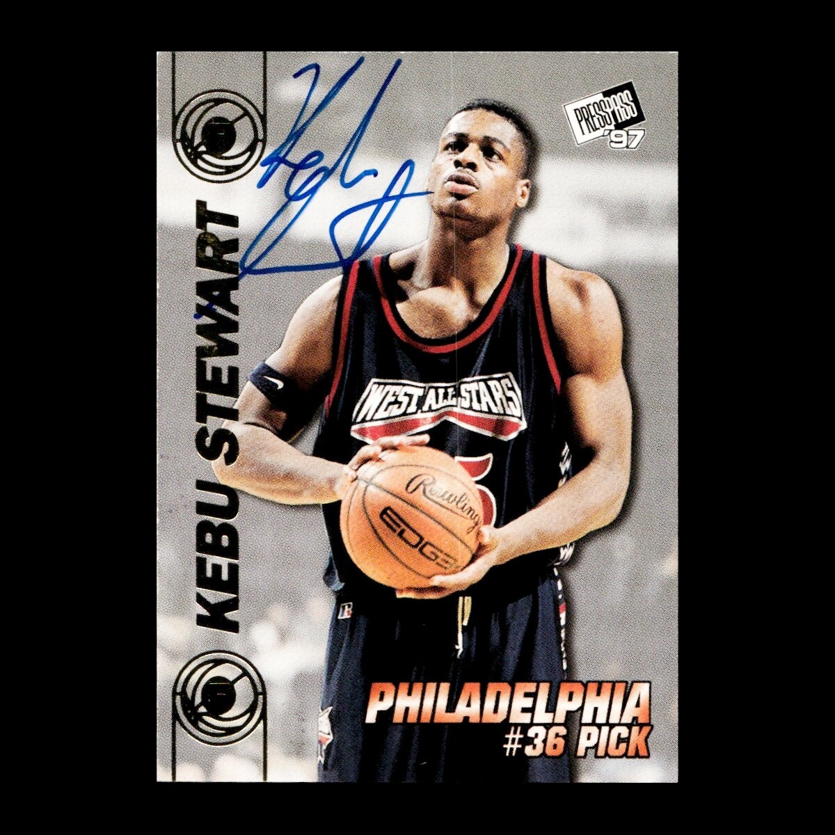 Kebu Stewart 1997 Press Pass Double Threat Auto Rookie ON CARD Auto RC