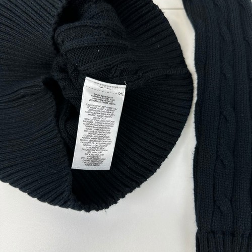 Polo Ralph Lauren Womens Cable-Knit Jumper Size XS Black Crewneck Logo Sweater - Picture 4 of 5