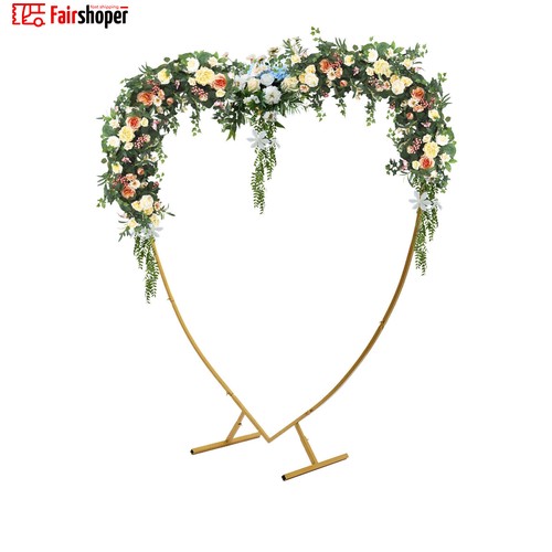 Grande cuore arco matrimonio sfondo supporto cornice arco oro fiore palloncino decorazione - Foto 11 di 20