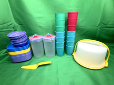 Tupperware Mini Party Play Set Cake Taker Plates Bowls Pitcher Tumblers 44 Pcs