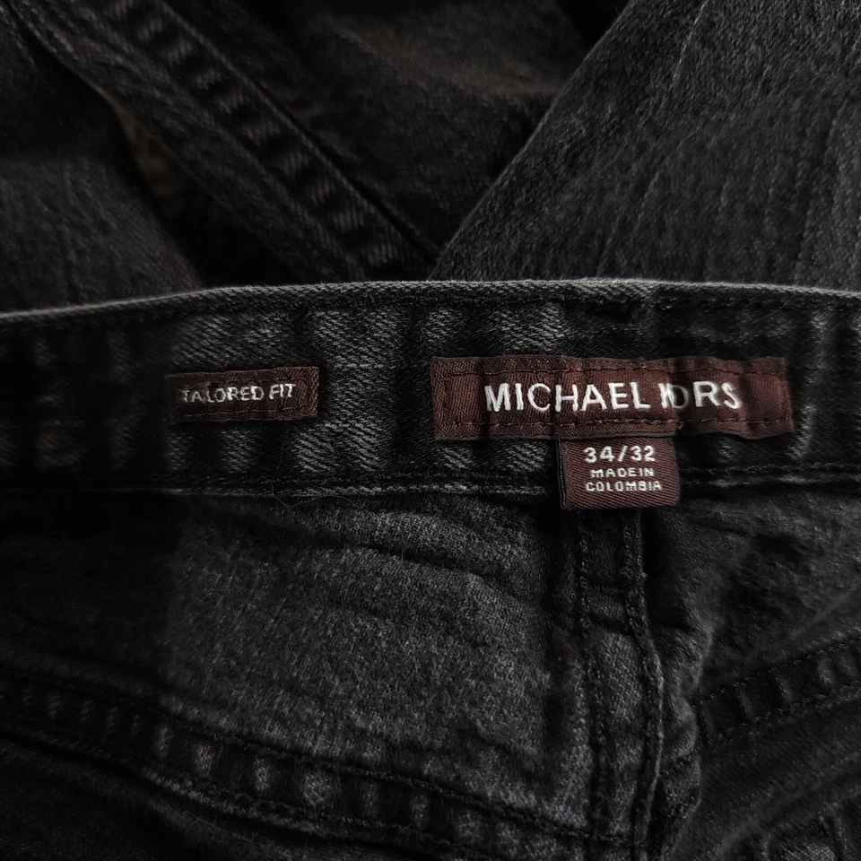 Michael Kors Jeans Men 34x32 34x30 Tailored Fit Stretch Cotton Blend Black - Image 2 of 4