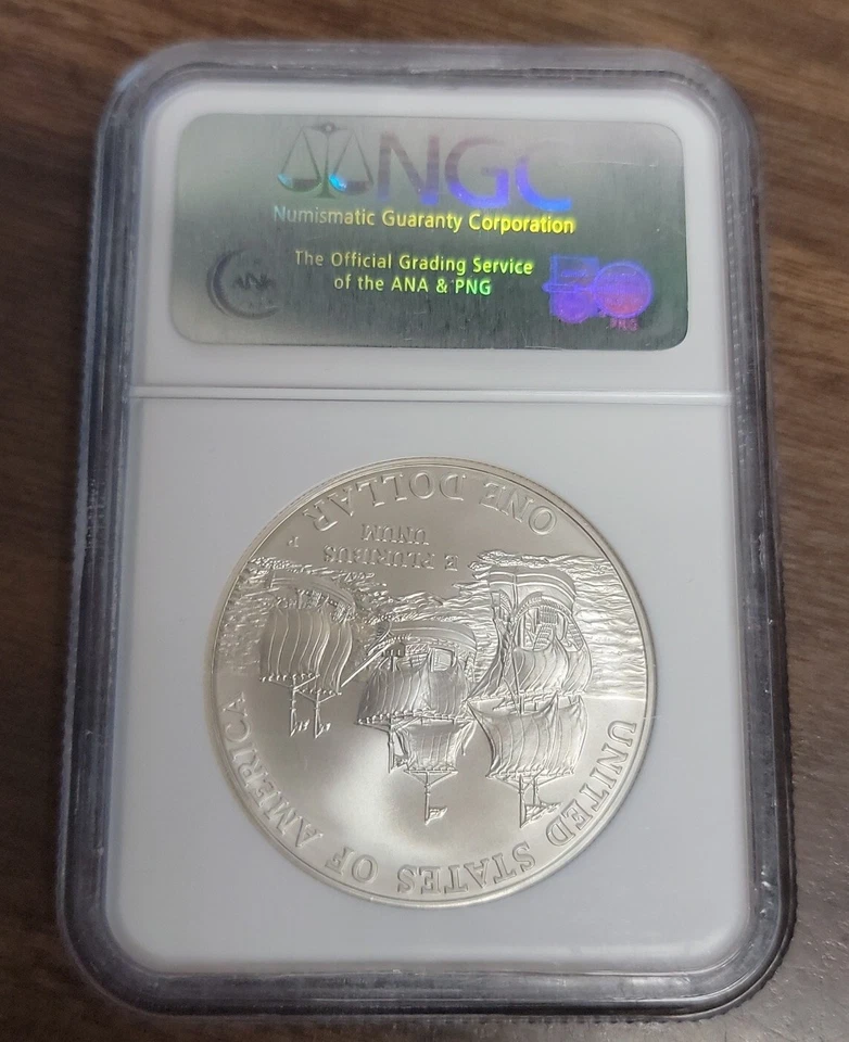 2007 P Jamestown 400th Anniversary Commemorative Unc. Silver Dollar - NGC MS70 . - Image 2 of 4