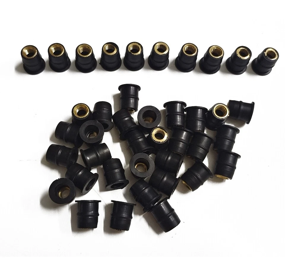 40x Goma M6 Moto Parabrisas Tuerca de pozo Parabrisas Tuercas de pozo Tuercas de latón Foto 4 de 4