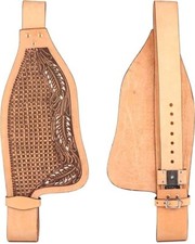 Premium Leather Horse Saddle Replacement Fender Pair Hand Tooled Set.