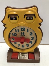 Vintage Owl Answer Clock by Tomy Educational Learning 1970s Toy FLAW READ BIN26