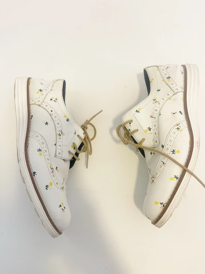 Sapatos Cole Haan couro floral tamanho 7,5 corre menor como 7