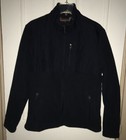 Euc Free Country Men's Small Navy Overlay Fleece Full Zip Jacket 3 Zip Pockets