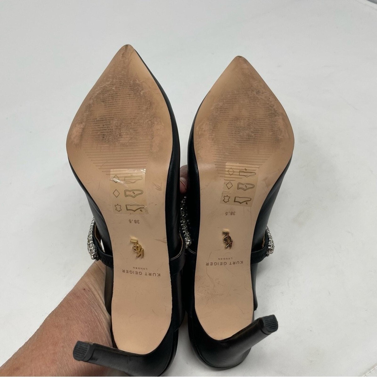 Kurt Geiger London Black Crystal Strap Pointed Toe Heel Mule Kurt Geiger London Black Crystal Strap Pointed Toe Heel Mule