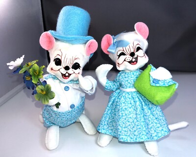 Annalee Doll 6'' Blue Skies Boy Mouse #201817 & 6'' Blue Skies Girl Mouse #201917