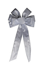 Small 5-6" Silver Glitter Wired Wreath Bow- Christmas - Handmade