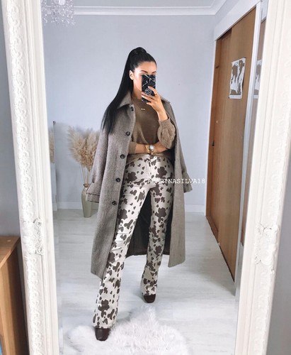 ZARA NEW WOMAN SS22 BROWN WHITE SKINNY FLARED JEGGINGS REF:5520/010 | eBay