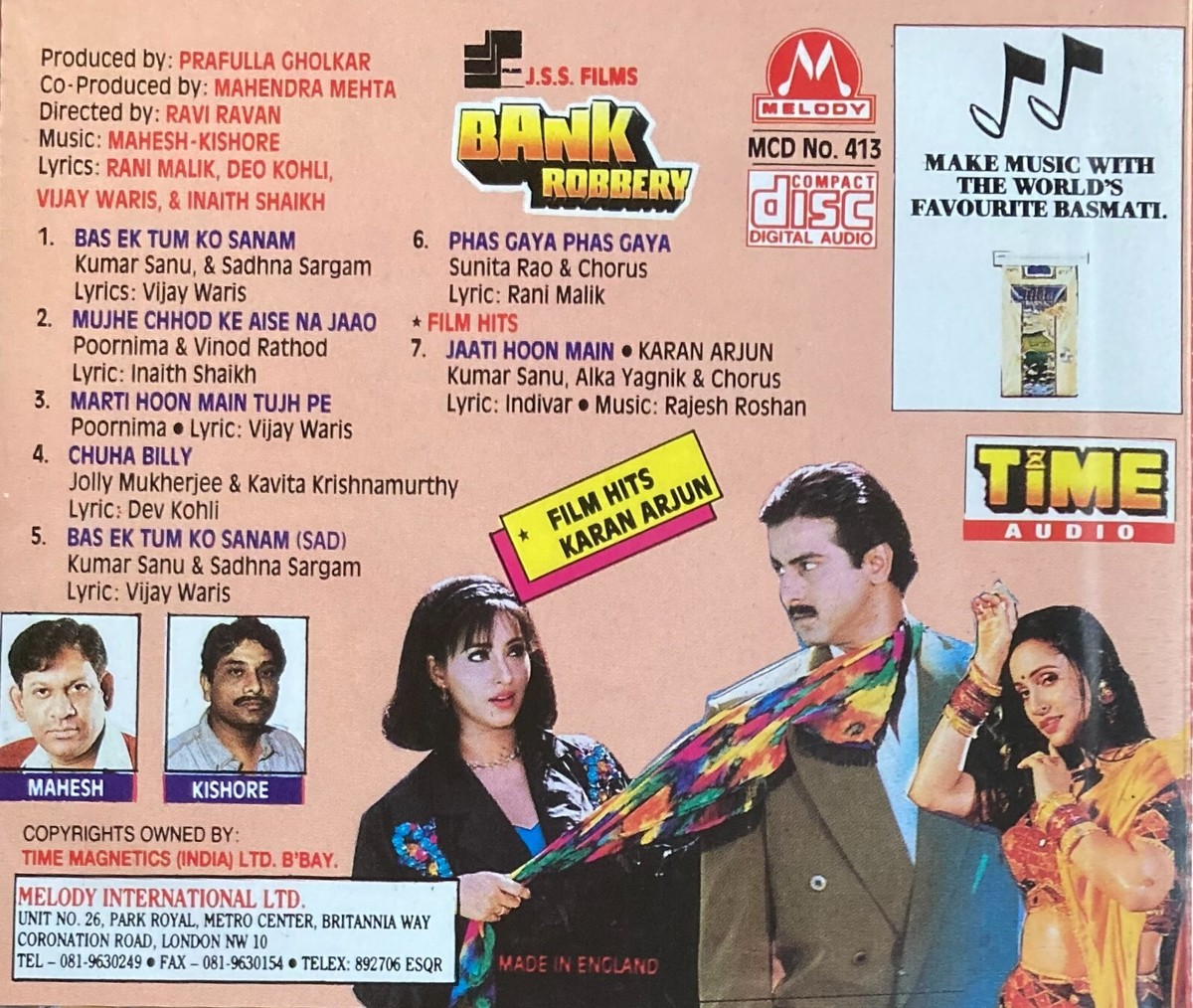 BANK ROBBERY CD Music: Mahesh-Kishore BOLLYWOOD HINDI UK