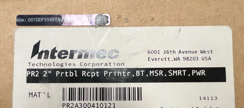 Intermec PR2 Portable Bluetooth Mobile 2” Label Receipt Printer BT,MSR,SMRT PWR - Image 3 of 3