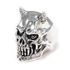 DEMON SKULL HORNS 925 STERLING SILVER HANNYA DEVIL BIKER GOTHIC RING cs-r012