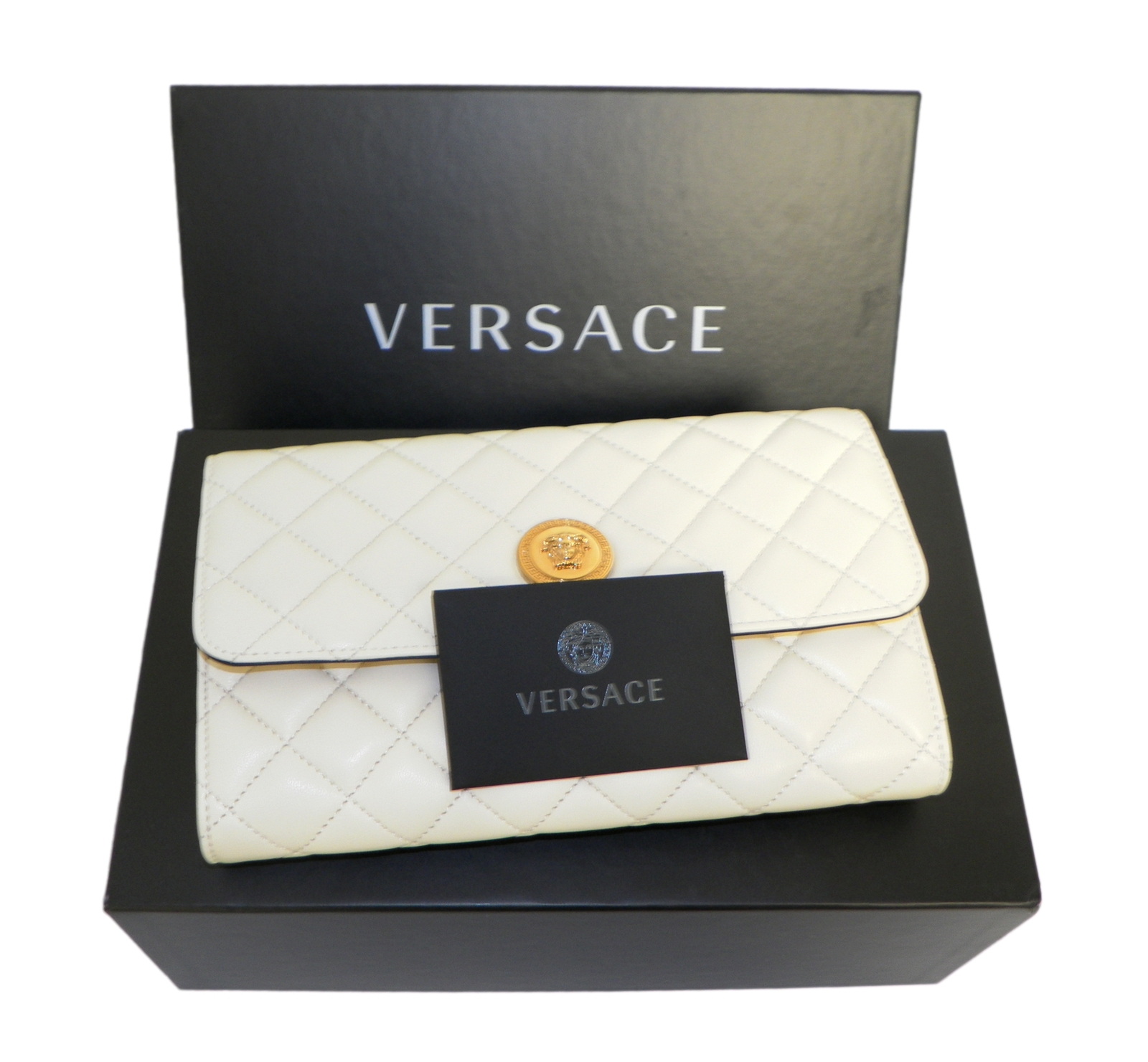Versace DBSI159S Medusa Chain Wallet Bag Evening Quilted Lamb Lamb 